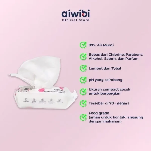 AIWIBI Minipack Wet Wipes (32 dan 64 Lembar) Tissue Basah Bayi Baby